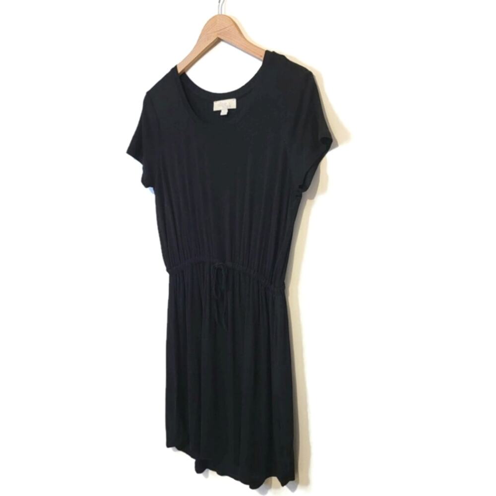Olive & Oak Black Short Sleeve Drawstring Waist Jersey Knit Dress L - Picture 6 of 13